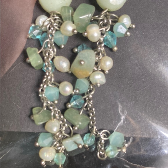 Elegant Sea-glass & Pearl Dangle Earrings - Picture 3 of 5